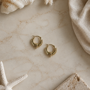 Retro Hoop Earrings - Beaded Huggie